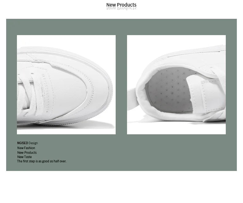 Men White Shoes Leather Casual Sneakers  Trend Platform Shoes Comfortable Vulcanized Shoes for Men White Tenis Masculinos
