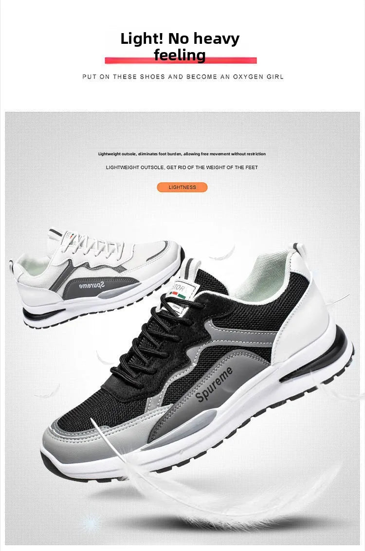New Men's Breathable Low-Top Lace-Up Casual Shoes Comfortable Sports Shoes Lightweight PU Mesh Upgraded Version Fashionable
