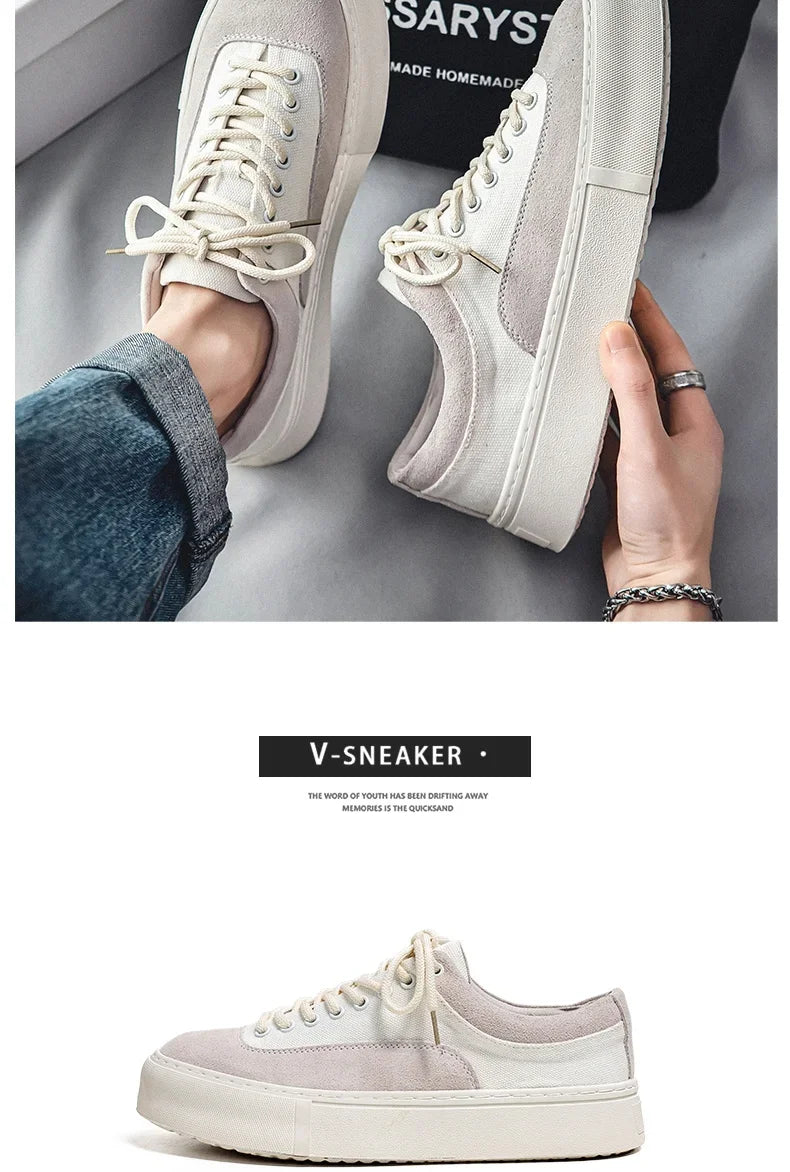 Korean Fashion Casual Canvas Sneakers Men Harajuku Platform Canvas Shoes Man Breathable Men's Vulcanized Shoes Zapatos De Lona