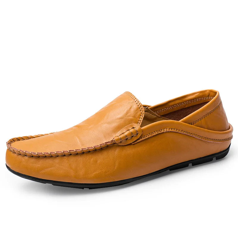 Men Loafers 2025 New Leather Shoes Men‘s Casual Shoes Moccasins Breathable Sneakers Men Driving Shoes Comfort Flats Plus Size 48