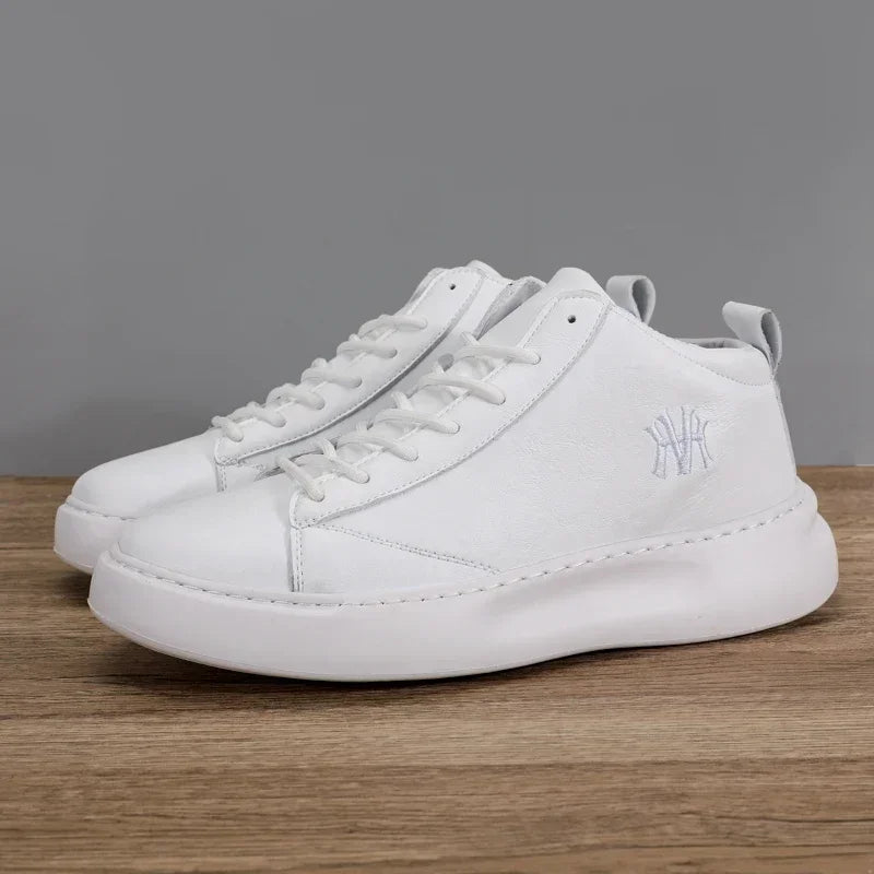 Shoes for Men Fashion Casual Sports Shoes Male Sneakers Trend Genuine Leather 2023 New Flat Running Shoes Large Size 39-46 White