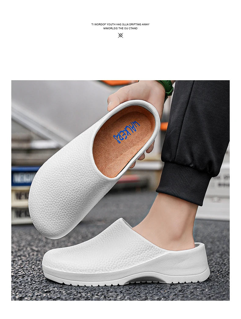Couple Chef Shoes Four Seasons Waterproof  Anti slip Men's and Women's casual Business Work Shoes Fashion comfort Half EVA Shoes