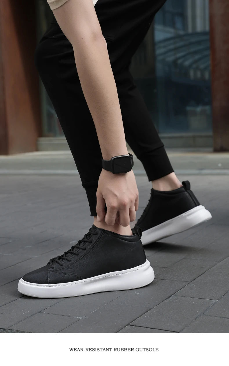 Shoes for Men Fashion Casual Sports Shoes Male Sneakers Trend Genuine Leather 2023 New Flat Running Shoes Large Size 39-46 White