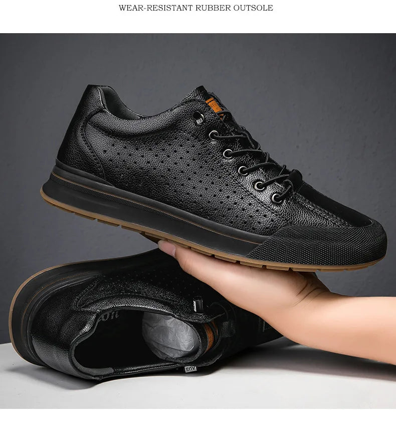 Genuine Leather Casual Shoes for Men 6CM Height Increase Sports Shoes High Quality Flats Shoes Male Brand Office Work Shoe