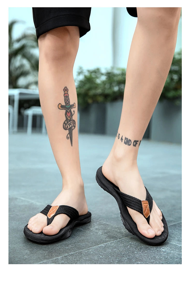 Home Flip Flops Fashion Men's Slippers Outdoor Sandals Summer Beach Shoes Size 39-46