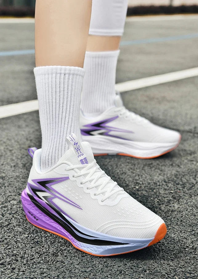 Men Women Carbon Plate Running Shoes Soft Cushion Shock Absorbing Sports Shoes Unisex Sneakers Light Anti-Slip Training Shoes