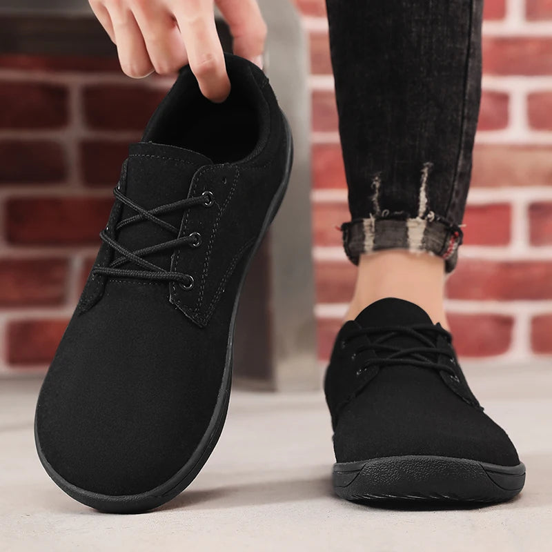 Barefoot Men's Sneakers With Wide Toe Size 48 Minimalist Cow Suede Leather Upper Casual Man Shoes Comfortable Walking Shoes