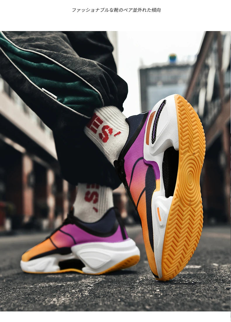 Men's Basketball Shoes Breathable Cushioning Non-Slip Wearable Runing Shoes Gym Training Athletic Basketball Sneakers for Women