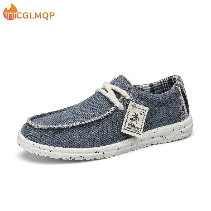 Men's Canvas Shoes Summer 2023 New Lightweight Breathable Soft Slip on Casual Shoes Fashion Beach Vacation Loafers Men Footwear