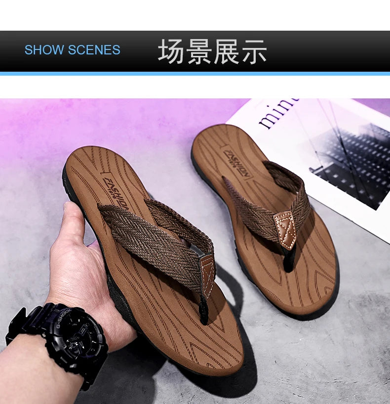 Home Flip Flops Fashion Men's Slippers Outdoor Sandals Summer Beach Shoes Size 39-46