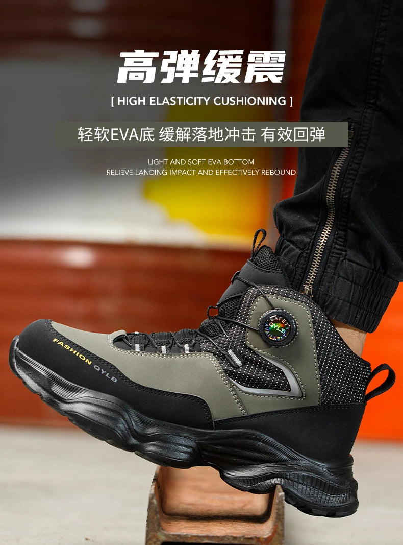 Rotating button Safety Shoes Men Boots work Sneakers Male Steel Toe shoes Protective Boots Puncture-Proof Indestructible shoes