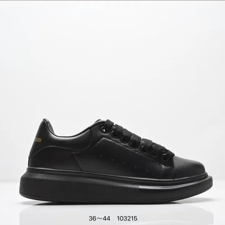 Fashionable Thick Bottomed Casual Shoes Leather Heightening Couple Sneakers Comfortable Breathable Low Top Sports Shoes