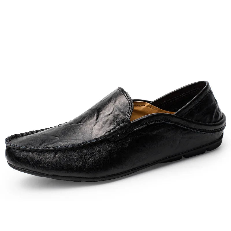 Men Loafers 2025 New Leather Shoes Men‘s Casual Shoes Moccasins Breathable Sneakers Men Driving Shoes Comfort Flats Plus Size 48