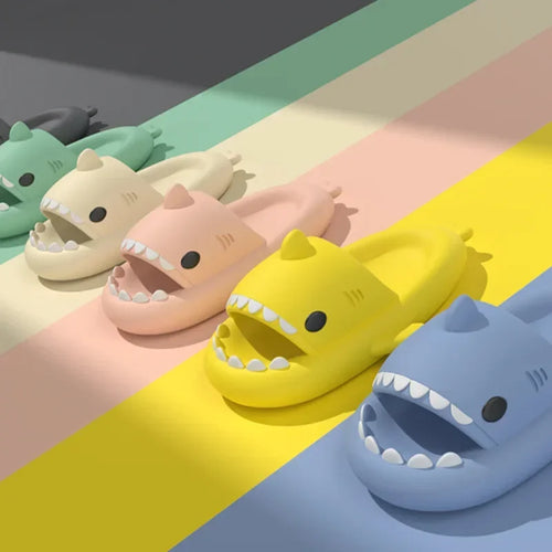 Big Size 36-47 Shark Slippers Men Flip Flops Soft EVA Flats Women Summer Beach Sandals Couple Platform Anti-Slip Bathroom Slides