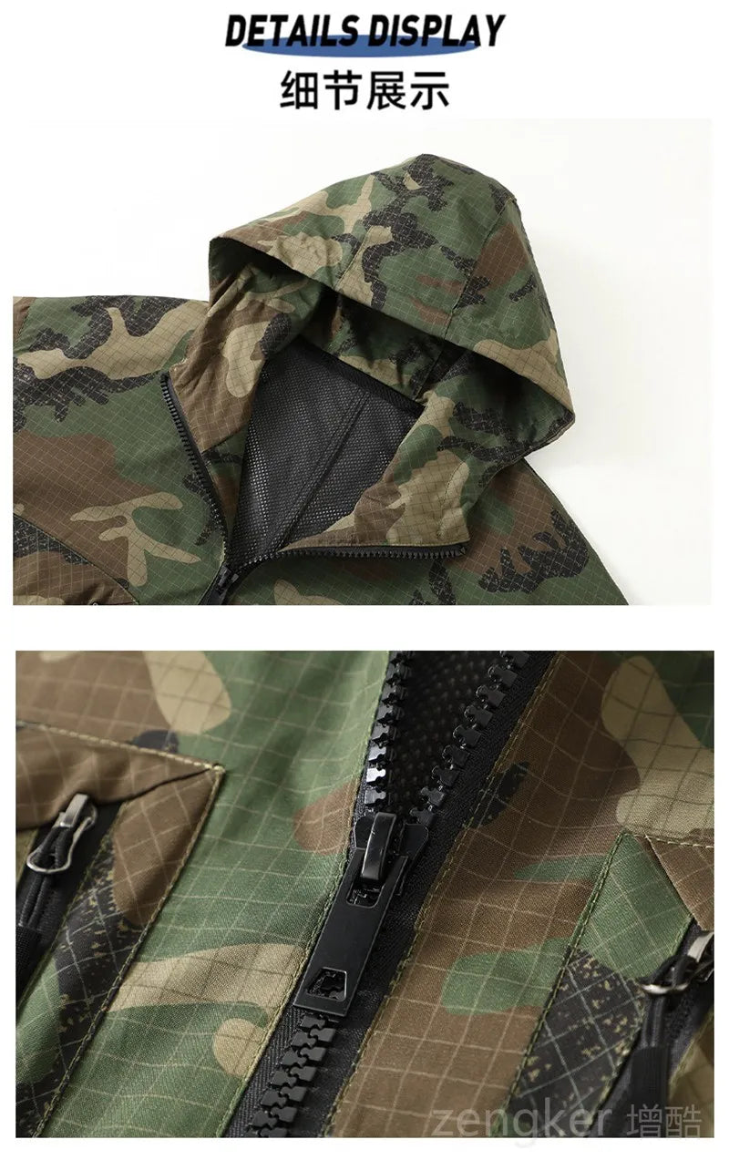 Extra large men's loose workwear windbreaker plus size trendy camouflage casual jacket assault coat 12XL 11XL 10XL men clothing