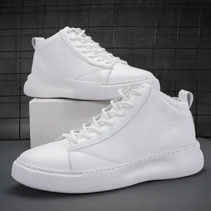 Shoes for Men Fashion Casual Sports Shoes Male Sneakers Trend Genuine Leather 2023 New Flat Running Shoes Large Size 39-46 White