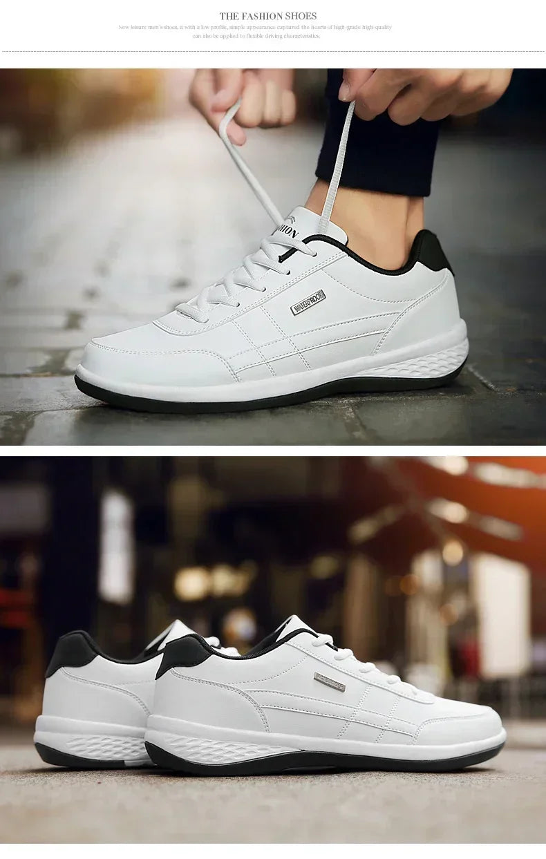 Shoes for Lace Up Footwear Vulcanized Men Leather Sneaker Waterproof Casual Comfortable Men's Sneaker Man Shoe Masculino