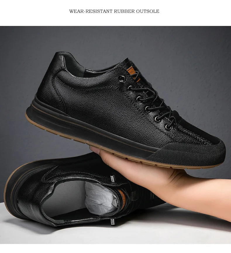Genuine Leather Casual Shoes for Men 6CM Height Increase Sports Shoes High Quality Flats Shoes Male Brand Office Work Shoe