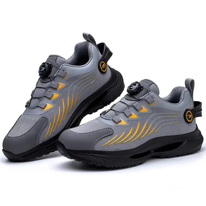 ZLMY Rotating Button Safety Shoes Men Steel Toe Sneakers Air Cushion Work Shoes Man Puncture Proof Work Safety Boots Protective