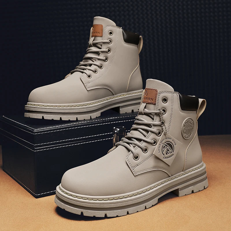 2026 Winter Ankle Boots Men's Boots Outdoor Yellow Boots Classic Design High Top Men Casual Shoes Botas Para Hombre