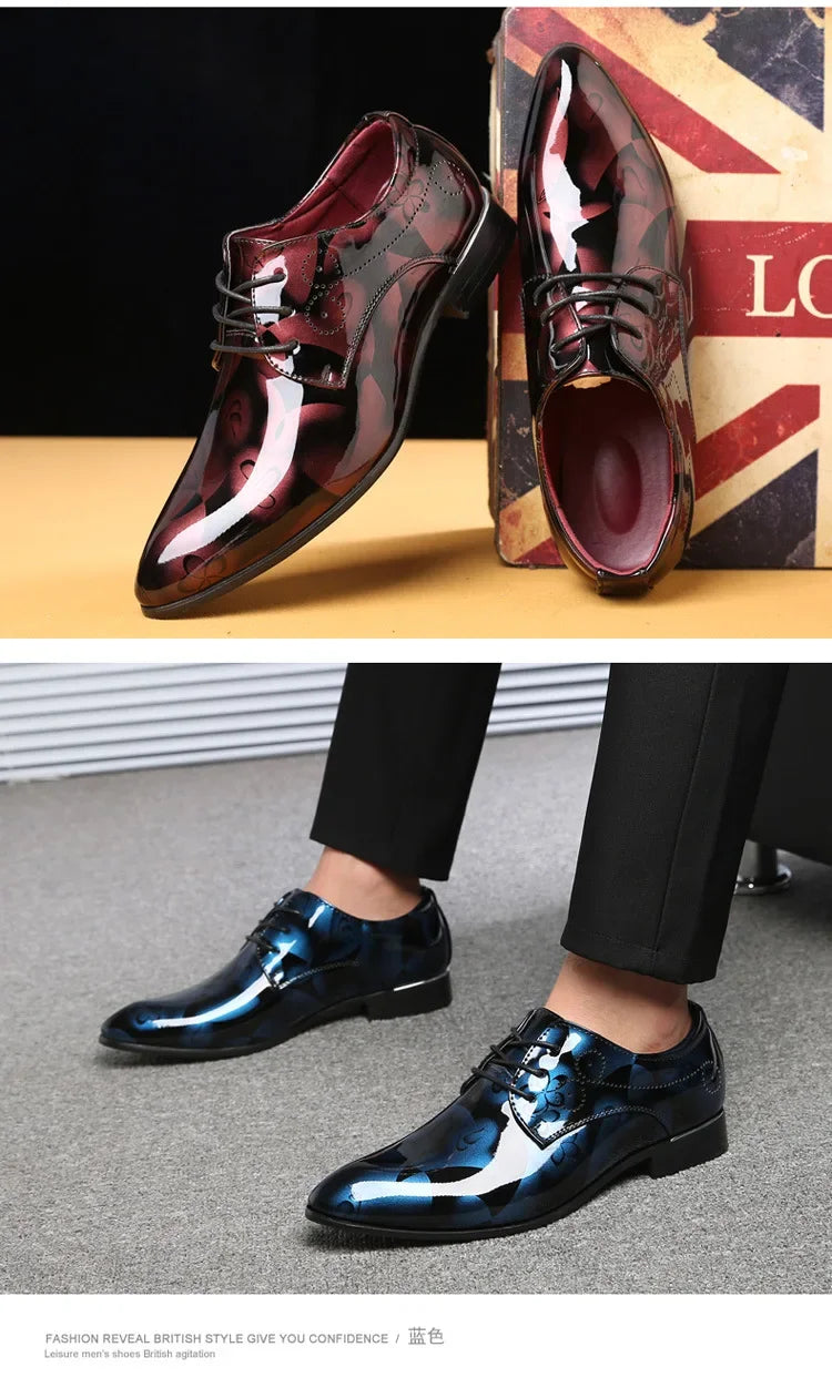 Luxury Men Oxford Shoes Retro Floral Pattern Men Dress Shoes Fashion Lace-Up Flats High Quality Business Men Party Wedding Shoes