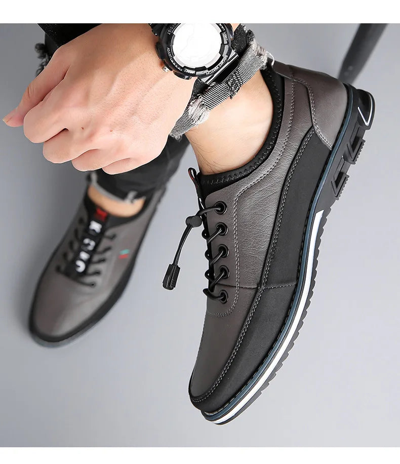 New Men's Leather Flat Casual Shoes Soft Sole Slip on Loafers Business Formal Shoes for Men Zapatos Casuales De Hombre Plus Size