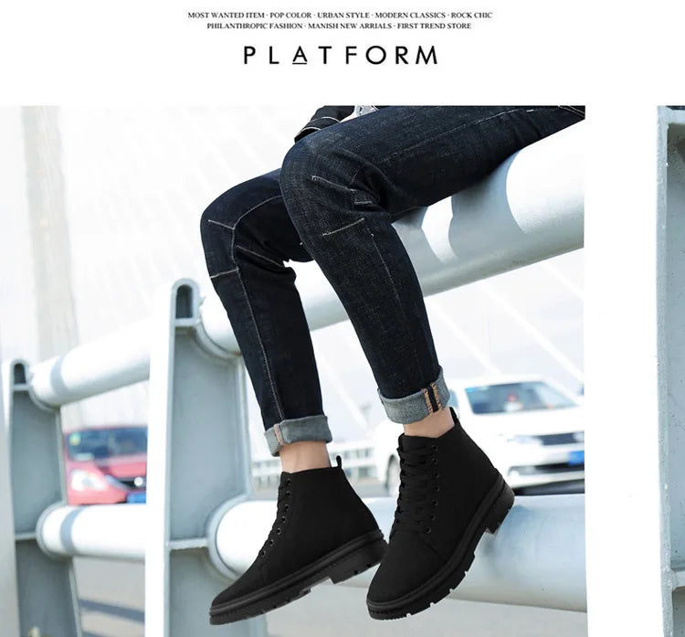 Men Boots Elevator Shoes Hidden Heels Canvas Heightening Shoes For Man Hidden Heels Increase Insole 10CM 8CM Sports Height Shoes
