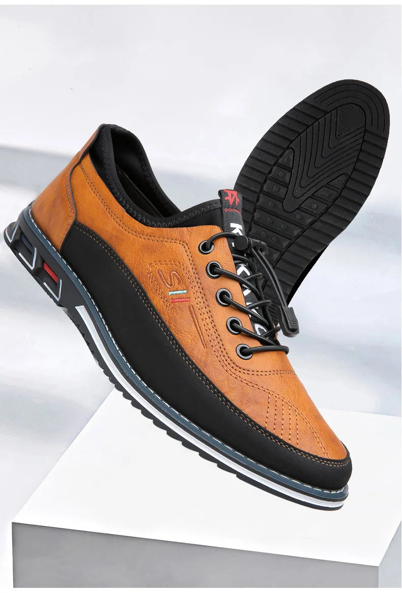 New Men's Leather Flat Casual Shoes Soft Sole Slip on Loafers Business Formal Shoes for Men Zapatos Casuales De Hombre Plus Size