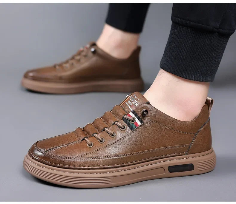 New Leather Shoes for Men Non-slip Sports Fashion Comfortable Sneakers Male Flat Slip-on Casual Brand Men's Casual
