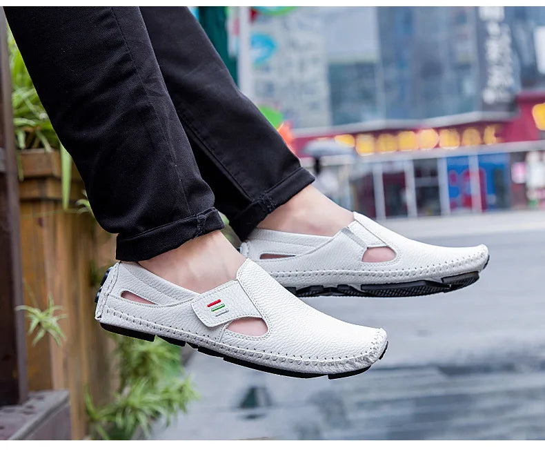 Men's Moccasins Summer Walking Breathable Casual Shoes Flat Shoes