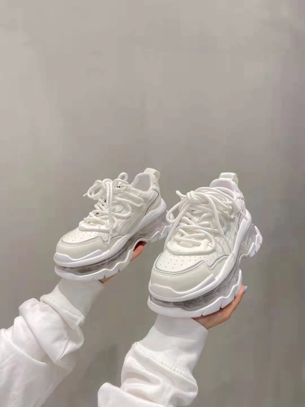Shoes Women Sneakers Fashion Sole Design Light Color Summer Chunky Luxury Casual Sports Lace-up Basic Walking Shoes