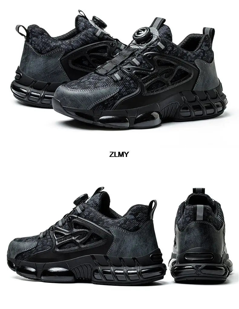 ZLMY Rotating Button Safety Shoes Men Steel Toe Sneakers Air Cushion Work Shoes Man Puncture Proof Work Safety Boots Protective