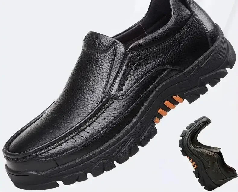 2025 New Handmade Genuine Leather Shoes 48 Men Loafers Soft Leather Men Thick Sole Casual Shoe Male Footwear Black Brown Slip-on