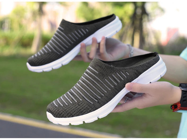 Men Slippers Summer Mesh Breathable Home Indoor Slippers Men Thick Bottom Slides Fashion Couple Walking Shoes Chanclas Hombre