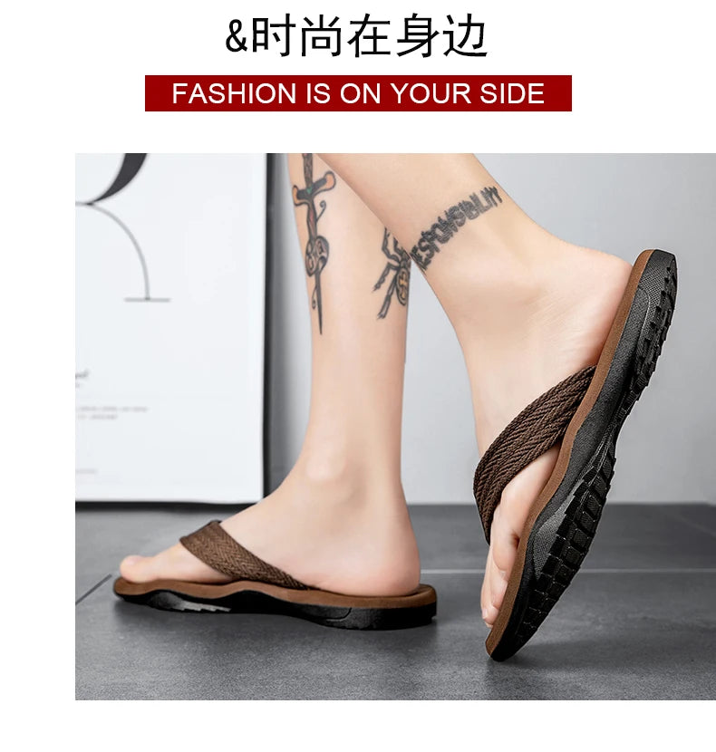 Home Flip Flops Fashion Men's Slippers Outdoor Sandals Summer Beach Shoes Size 39-46
