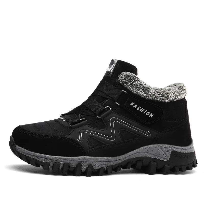 LUFUMA Leather Men Boots Winter with Fur 2022 Warm Snow Boots Men Winter Work Casual Shoes Sneakers High Top Rubber Ankle Boots
