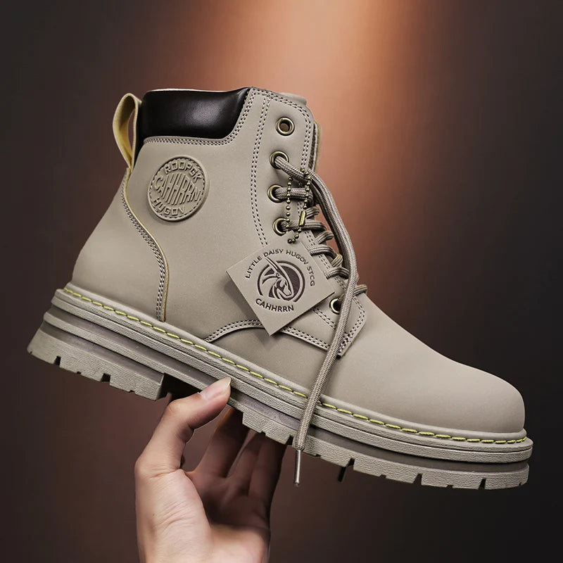 2026 Winter Ankle Boots Men's Boots Outdoor Yellow Boots Classic Design High Top Men Casual Shoes Botas Para Hombre