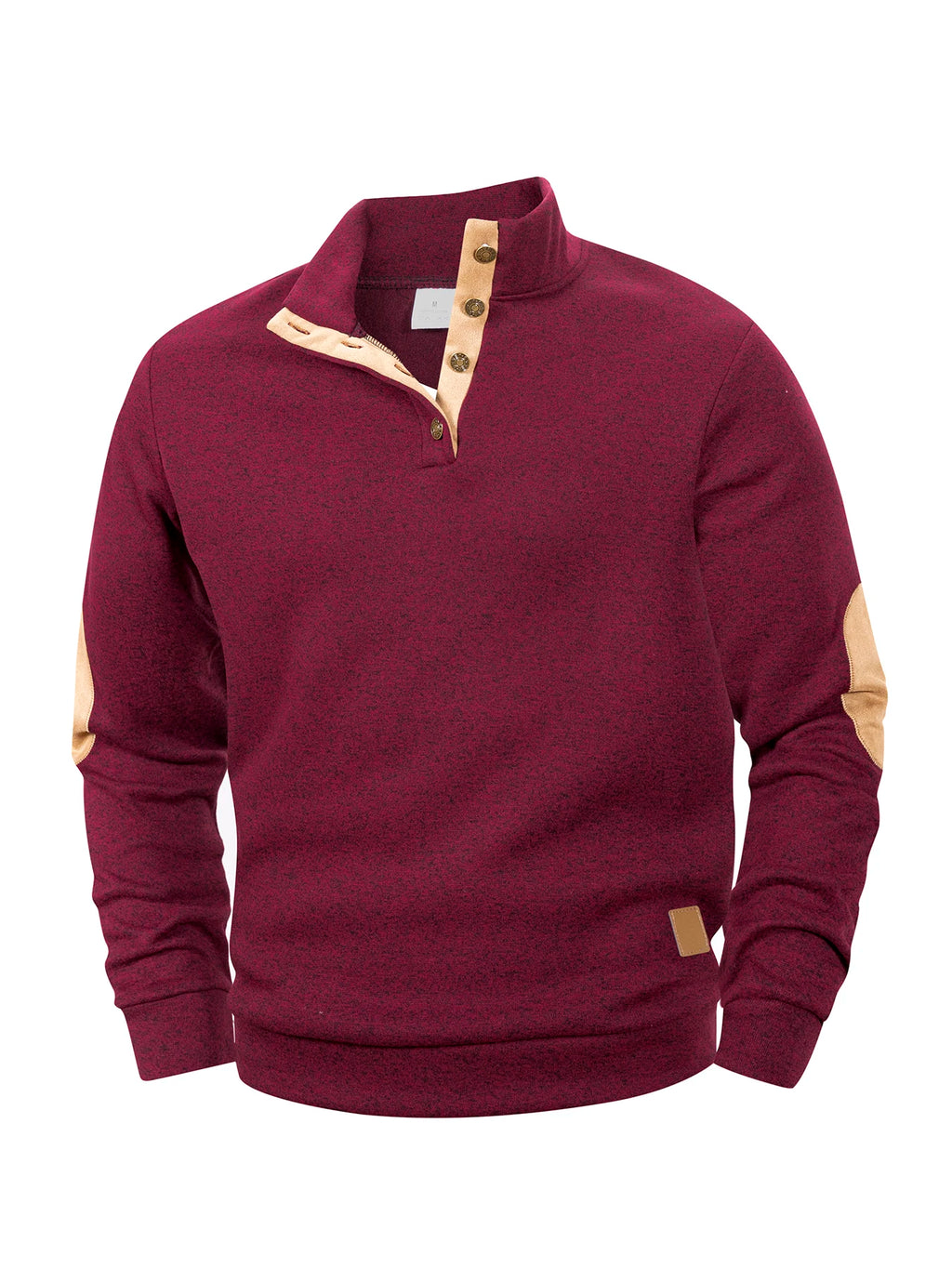 Spring Autumn Men's Casual Pullover Button Down Stand Collar Henley Polo Coats Long Sleeve Stand Collar Sweatshirts for Sport