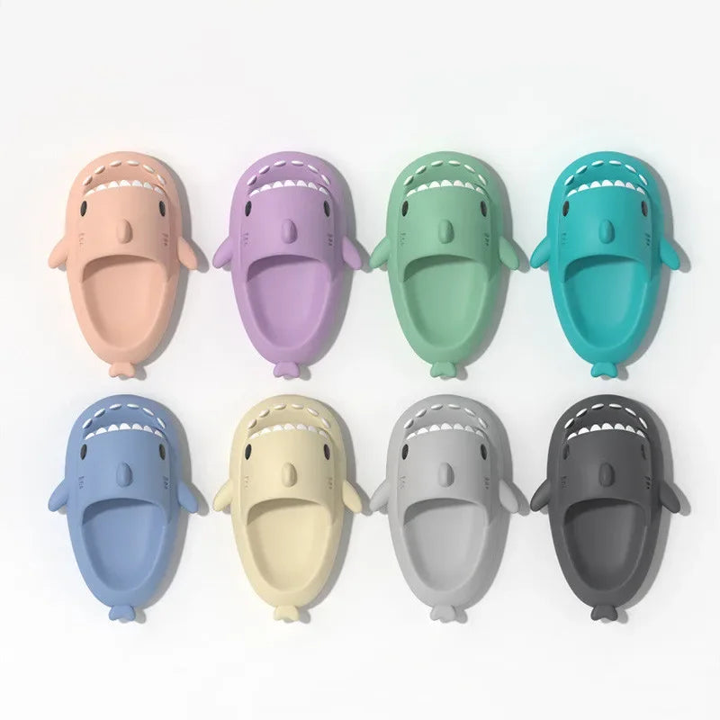 Big Size 36-47 Shark Slippers Men Flip Flops Soft EVA Flats Women Summer Beach Sandals Couple Platform Anti-Slip Bathroom Slides
