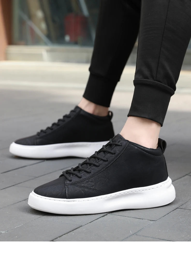Shoes for Men Fashion Casual Sports Shoes Male Sneakers Trend Genuine Leather 2023 New Flat Running Shoes Large Size 39-46 White