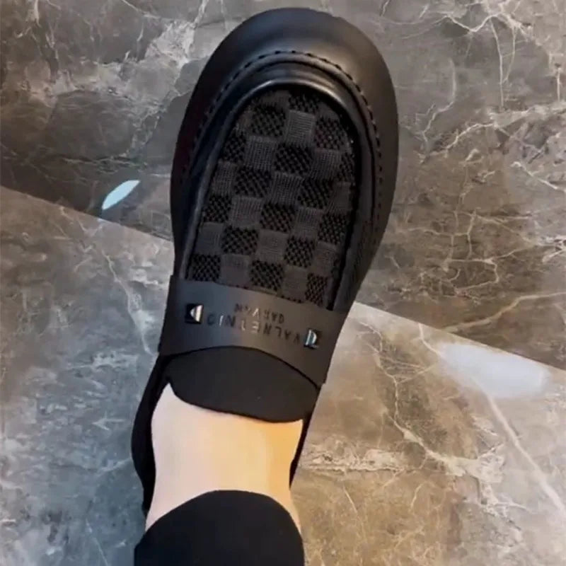 2025 Autumn New British Style Mens Casual Shoes Fashion Trend Board Shoes Male Flat Shoes Platform Business Casual Loafers Mens