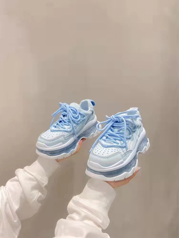 Shoes Women Sneakers Fashion Sole Design Light Color Summer Chunky Luxury Casual Sports Lace-up Basic Walking Shoes