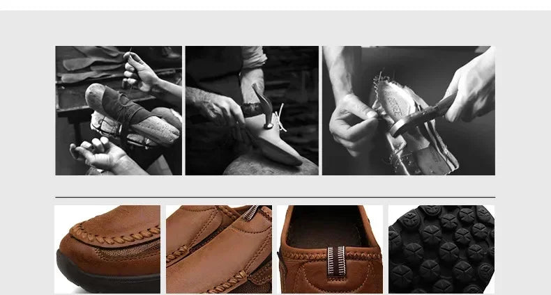 Leather Men Casual Shoes Comfortable Man Walking Runnning Sneakers Breathable Man Loafers Slip on Driving Shoes Zapatos Size 48