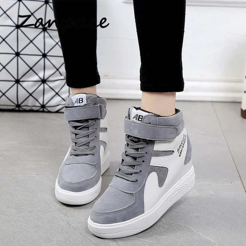 2026 Thick Platform Sneakers Casual Lace-Up Wedges High Heel Womens Shoes Outdoor Black Red Platform Vulcanize Shoes Women