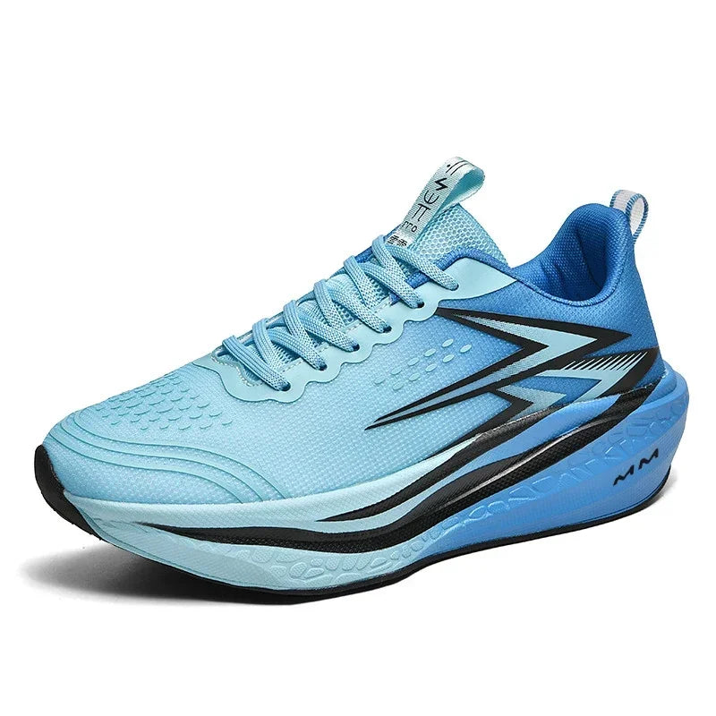 Men Women Carbon Plate Running Shoes Soft Cushion Shock Absorbing Sports Shoes Unisex Sneakers Light Anti-Slip Training Shoes