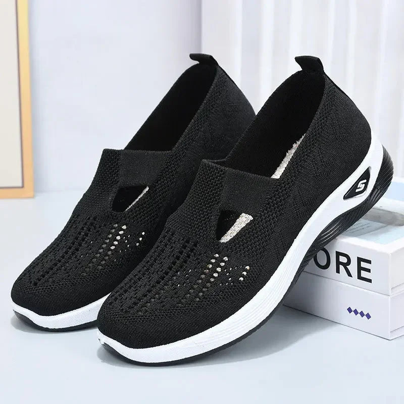 Women's New Summer Shoes Mesh Breathable Sneakers Light Slip on Flat Sandals Anti-slip Walking Woven Shoes Zapatillas De Mujer