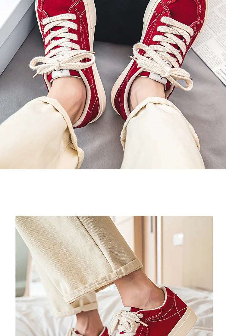 Men Skateboarding Shoes Canvas Thick Bottom Platform Shoes Comfortable Breathable Vulcanized Shoes Casual Sneakers Student Shoe