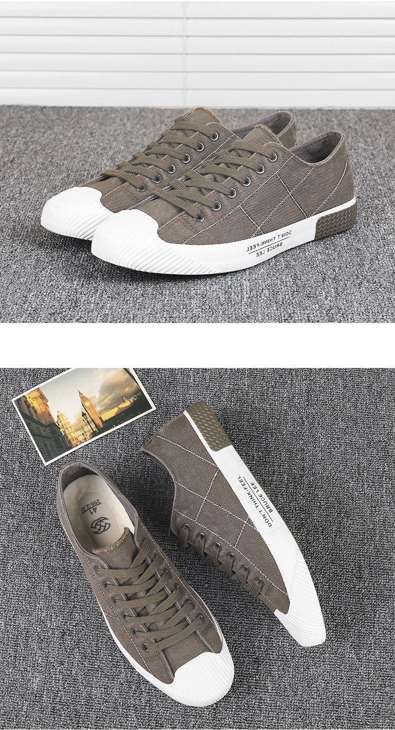 New Men's Low-cut Canvas Shoes Students Joker Lace-up Casual Shoe.