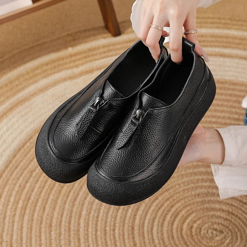 Top quality front zip red loafers woman slip-on geunine leather shoes designer womens oxford sneakers plus size female shoe