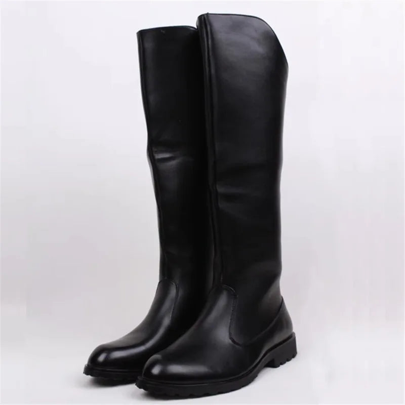 italian brand designer high motorcycle boots for men fashion stage nightclub original leather shoes autumn winter long botas man